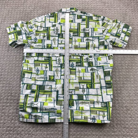 Columbia Sportswear PFG Shirt Men Medium M White Green Button Up All Over Print - Picture 13 of 15